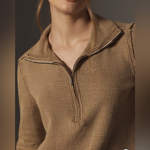 Anthropologie Pilcro Half Zip Ribbed Pullover Sweater Top - Picture 3 of 5